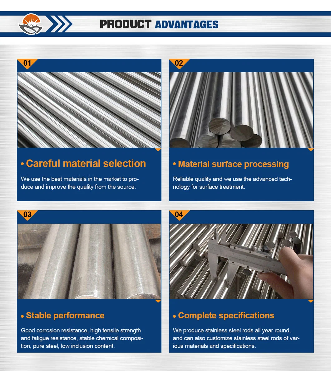 Polished 304 316l Stainless Round Bar Rod ASTM A276 EN 10088-3 7