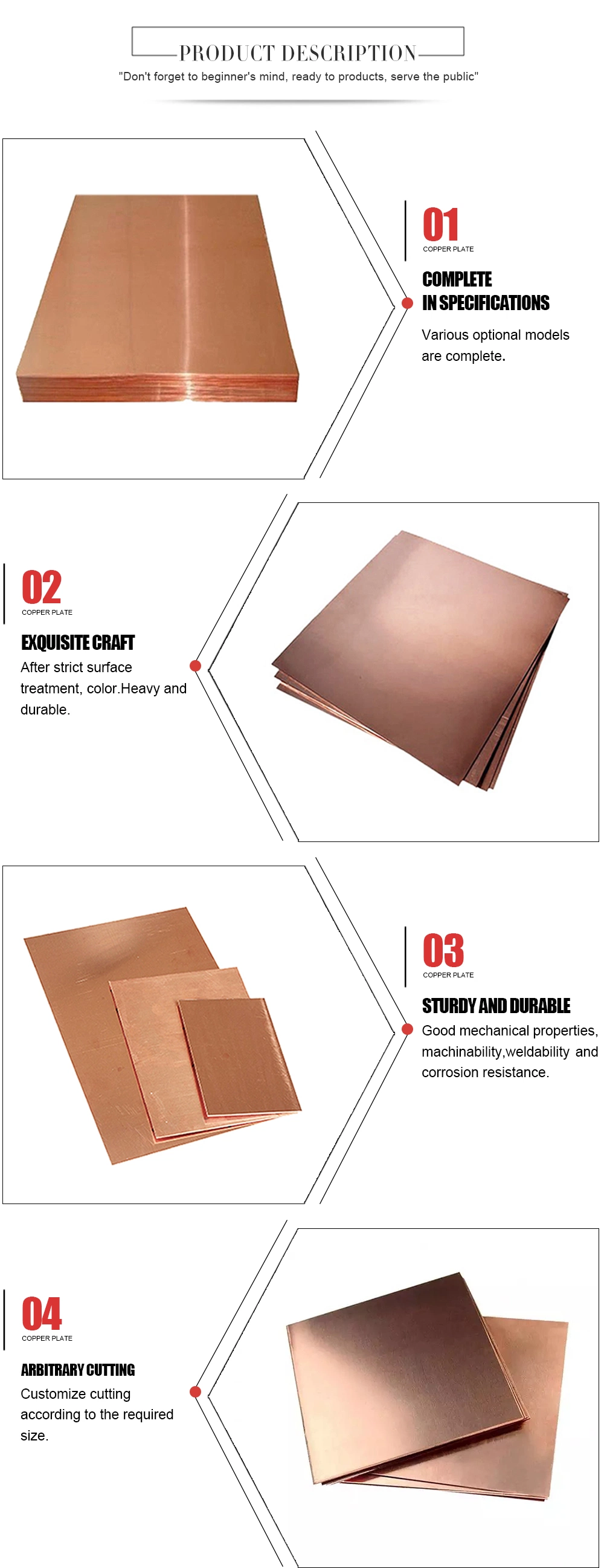 Manufacturer 99.9% C11000 C12200 C10100 C10200 Pure Copper Sheet